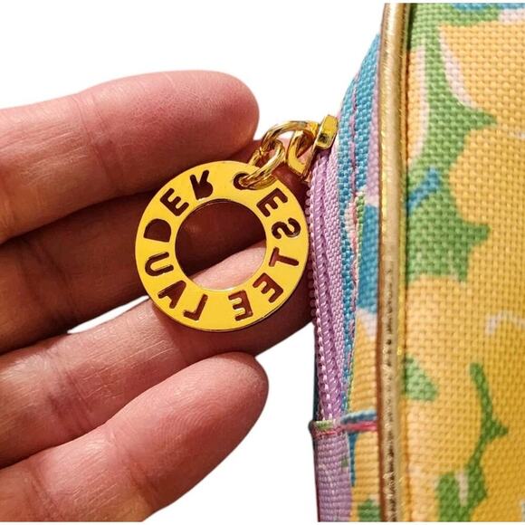 Two Lilly Pulitzer for Estee Lauder PINK Floral Cosmetic Bag Gold Trim Travel - Picture 5 of 5